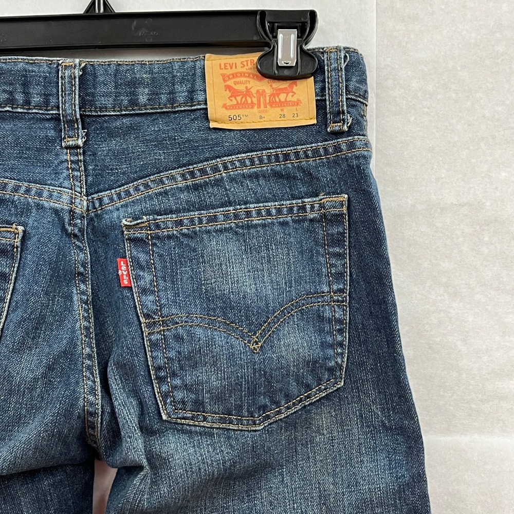 Levi's 505 Regular Jeans Kids 8 Husky Dark Wash Adjustable Waist Straight Denim - Picture 7 of 11